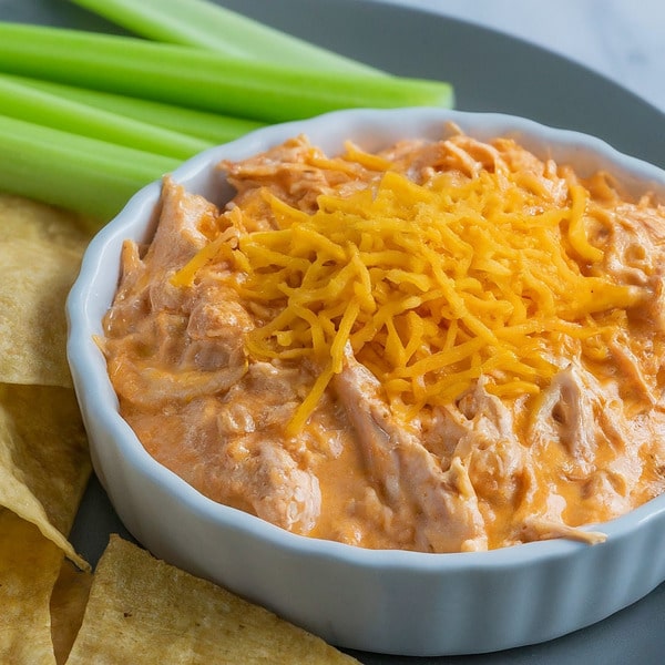 Buffalo chicken dip is a very delicious baby shower food