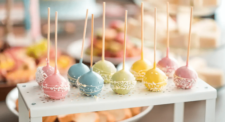 A quickly makes baby shower food Cake Pops 