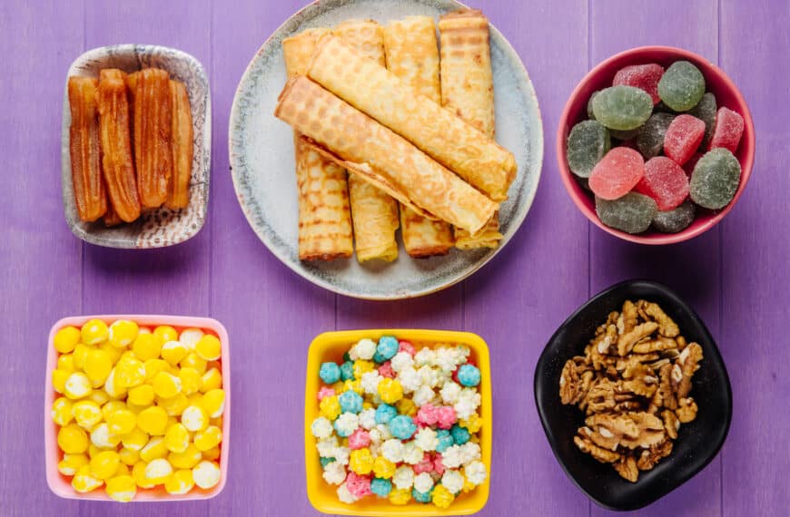 Heathy and testy snacks for kids are presented on a table